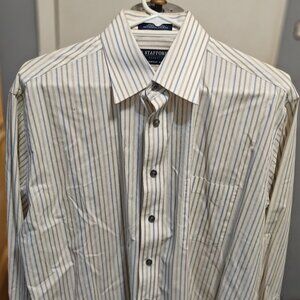 Stafford Mens Fitted Stripe Dress Shirt. Size 34/35 and/or 16 1/2